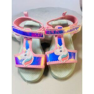 Carters Toddler Shoes Unicorn Sandals Size 12Month Pink & Holographic
